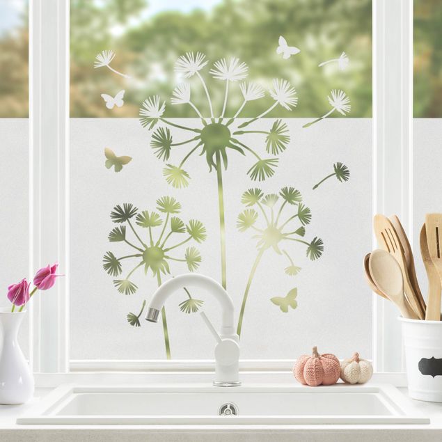 Adesivi per finestre con fiori paardenbloemen con bordo delle farfalle