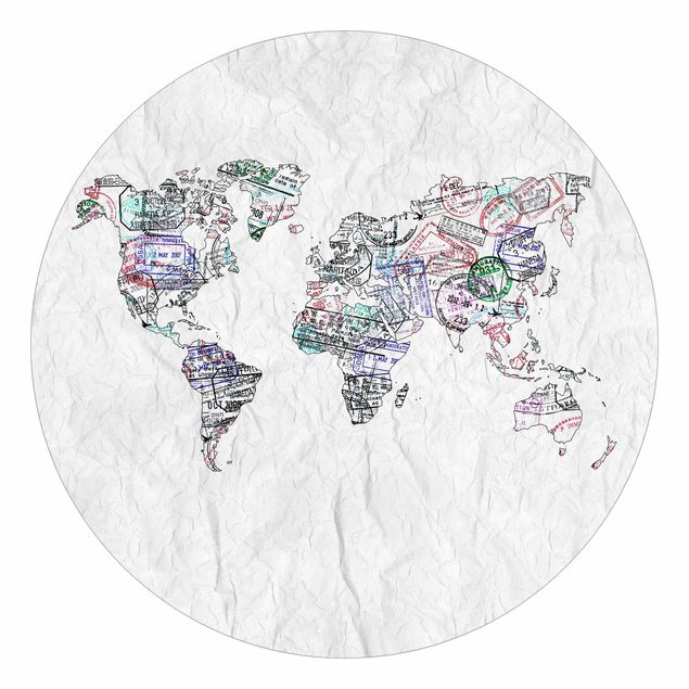 Carte da parati mappamondo Timbro per passaporto mappa del mondo