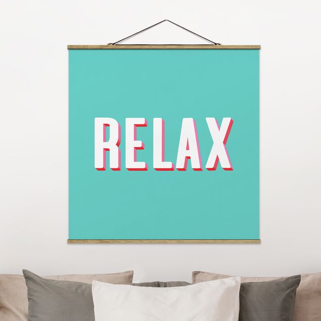 Quadro moderno Relax - Tipografia su sfondo blu