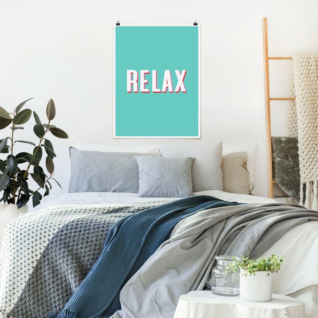 Poster con scritte Relax - Tipografia su sfondo blu