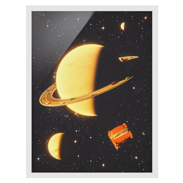 Quadri moderni per arredamento Collage retrò - Gli anelli di Saturno