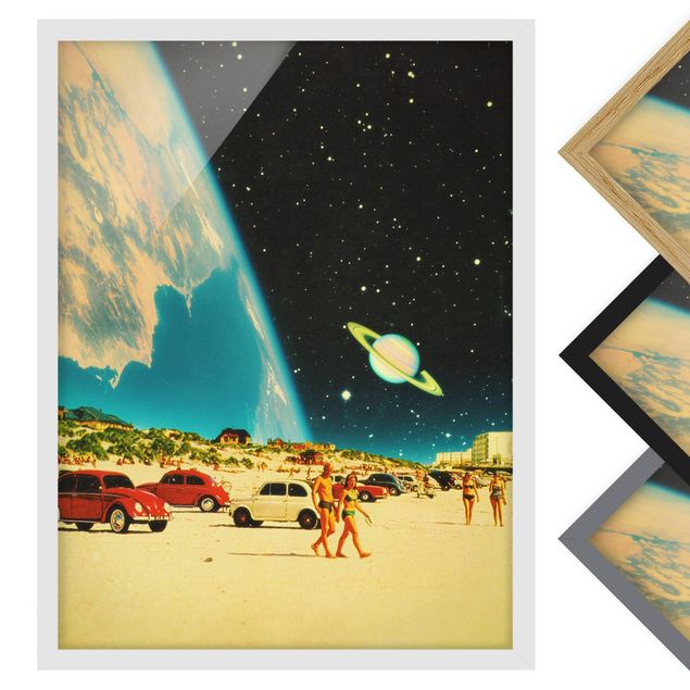 Quadri moderni   Collage retrò - Spiaggia galattica