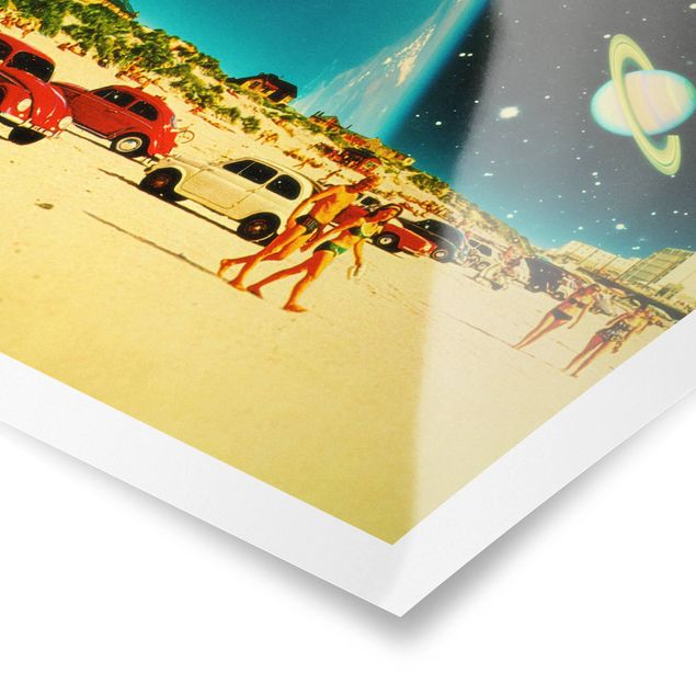 Poster retro Collage retrò - Spiaggia galattica