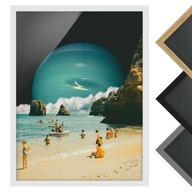 Quadro moderno Collage retrò - Spiaggia spaziale
