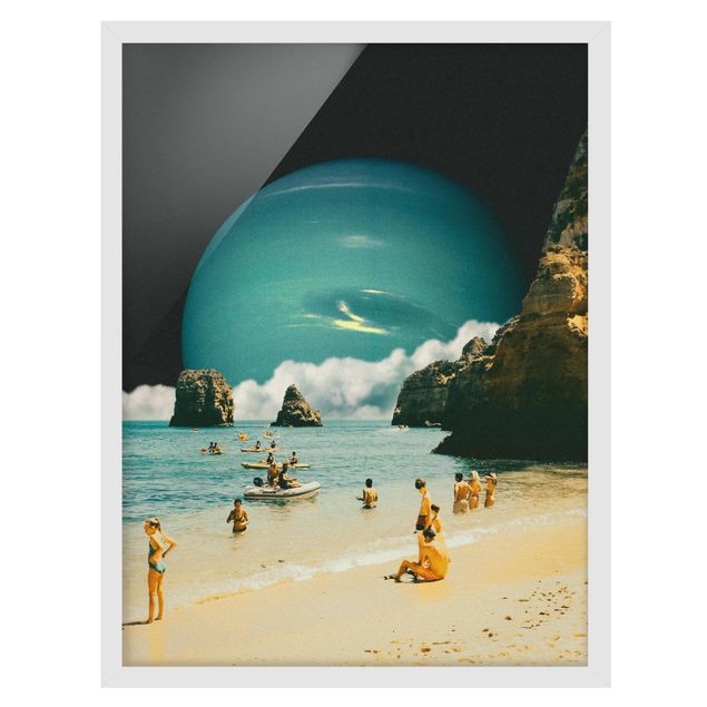 Quadri con paesaggio Collage retrò - Spiaggia spaziale