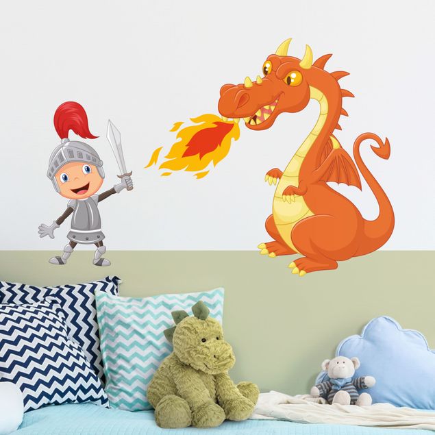 Decorazioni camera neonato Cavaliere con drago di fuoco
