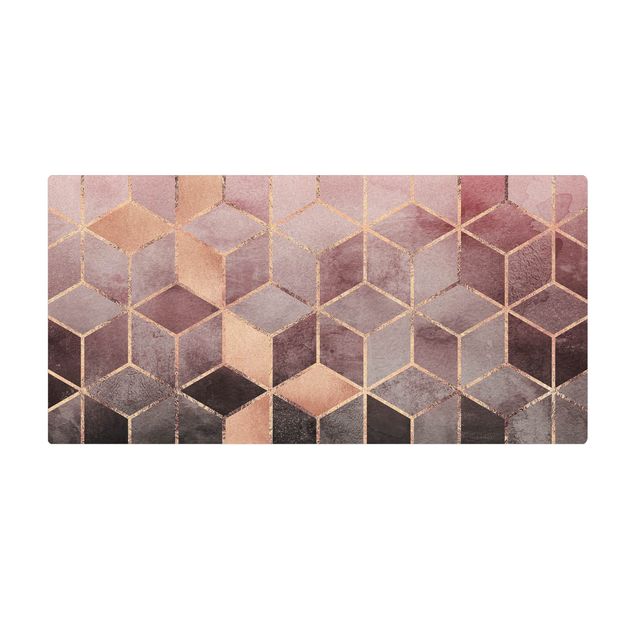 Tappetino di sughero - Geometria dorata con rosa e grigio - Formato orizzontale 2:1
