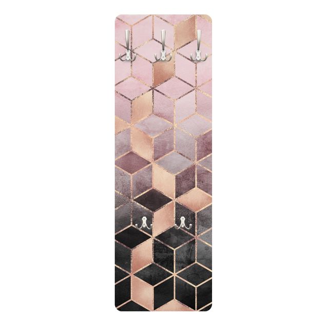 Appendiabiti grigio Geometria dorata con rosa e grigio