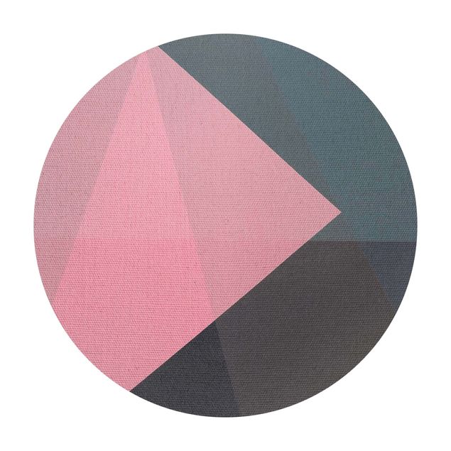 Tappeto in vinile rotondo - Geometria rosa trasparente