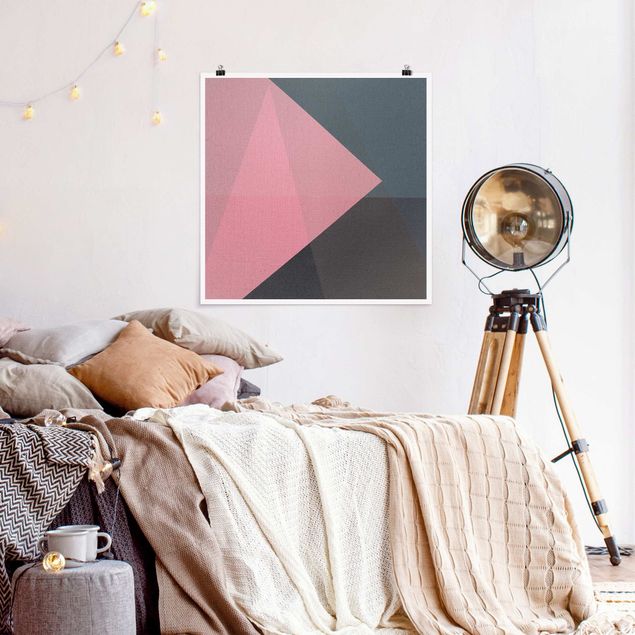 Poster arte astratta Geometria della trasparenza rosa