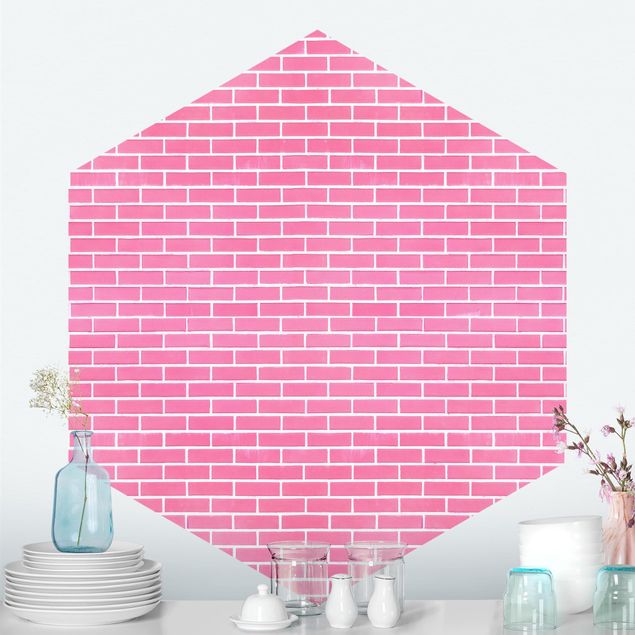 Carta da parati mattoni Muro di mattoni rosa