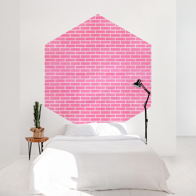 Carte da parati moderne Muro di mattoni rosa