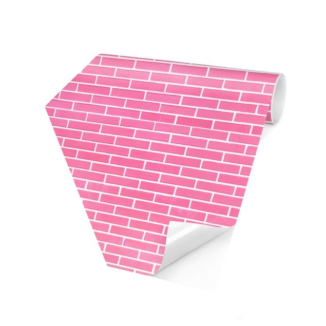 Carta da parati industrial Muro di mattoni rosa