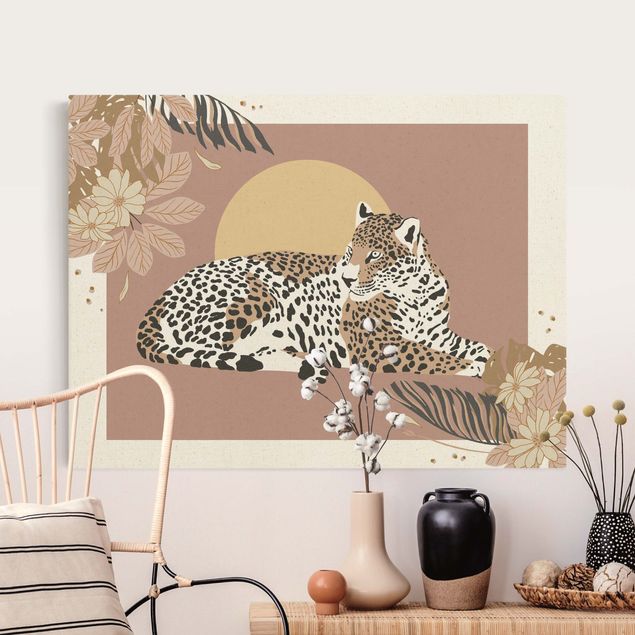 Quadri di fiori Animali del Safari - Leopardo al tramonto