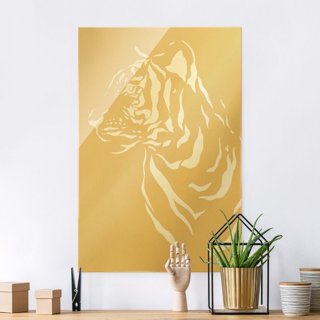 Quadro con tigre Animali del Safari - Ritratto di tigre beige