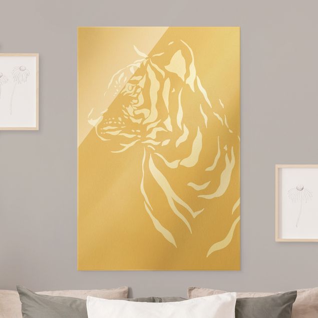 Quadri in vetro con animali Animali del Safari - Ritratto di tigre beige