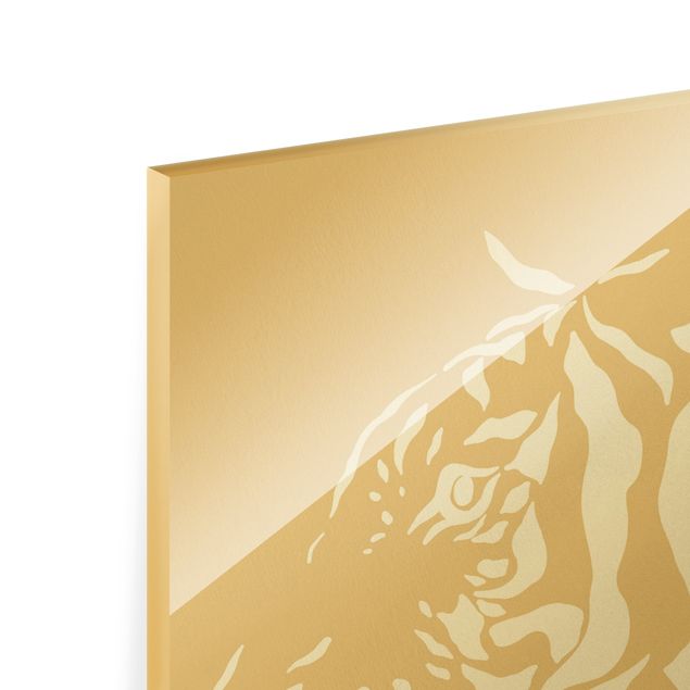 Glas Magnetboard Animali del Safari - Ritratto di tigre beige