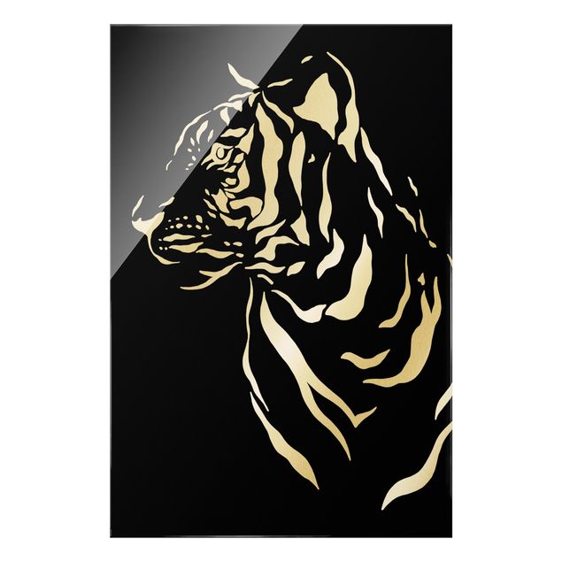 Stampe Animali del Safari - Ritratto di tigre nero