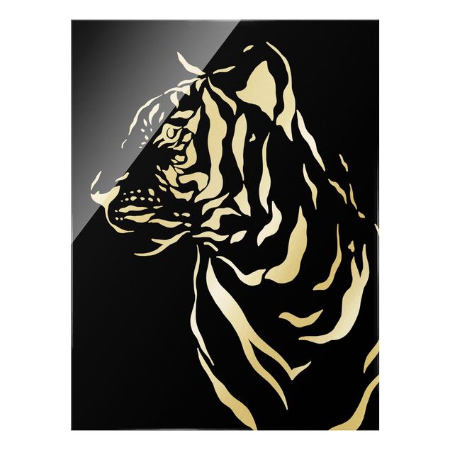 Stampe Animali del Safari - Ritratto di tigre nero