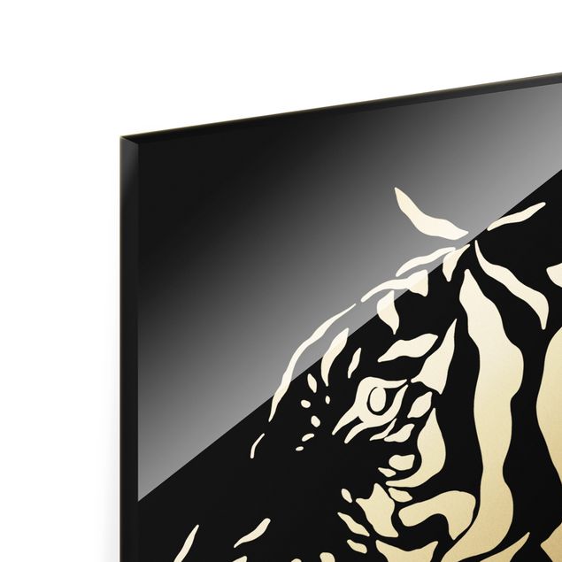 Glas Magnettafel Animali del Safari - Ritratto di tigre nero