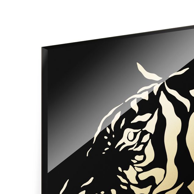 Glas Magnettafel Animali del Safari - Ritratto di tigre nero