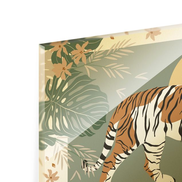 Quadro verde Animali del Safari - Tigre al tramonto