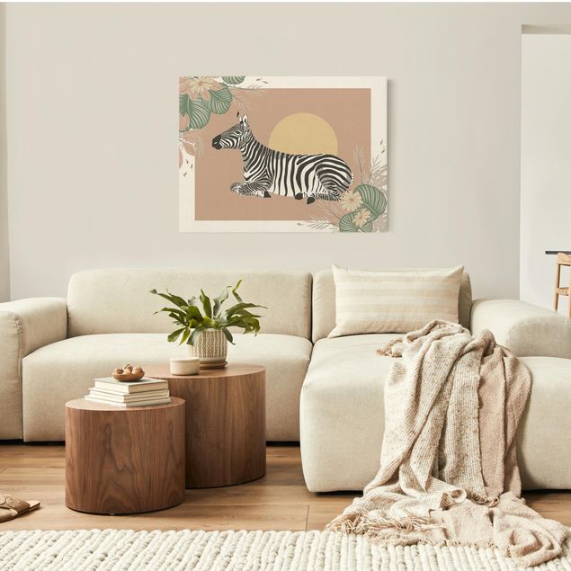 Quadro moderno Animali da safari - Zebra al tramonto