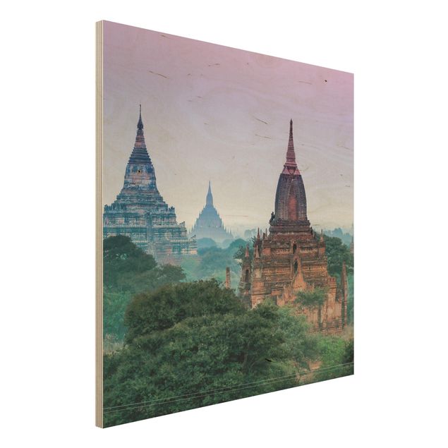 Quadri in legno con architettura e skylines Terreno del tempio a Bagan