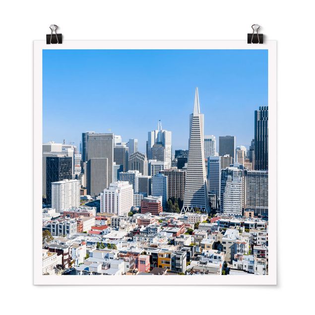 Quadro moderno blu Skyline di San Francisco