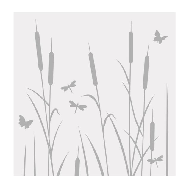 Pellicole per vetri - Cannuccia di palude con libellule e farfalle II