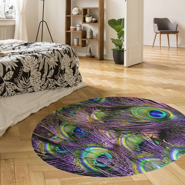 tappeto colorato Piume di pavone iridescenti
