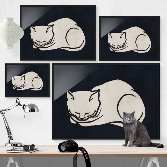 Quadri Kubistika Illustrazione di gatto addormentato