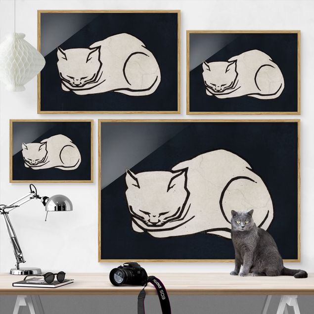 Quadri Kubistika Illustrazione di gatto addormentato