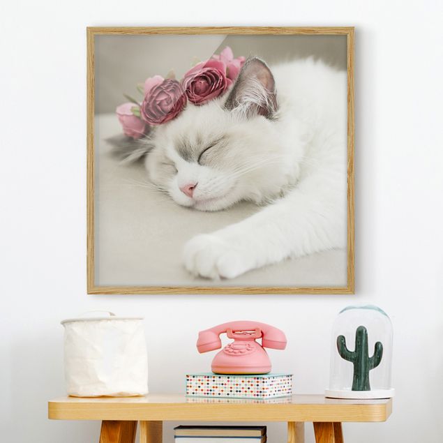 Decorazioni camera bambini Gatto addormentato con rose