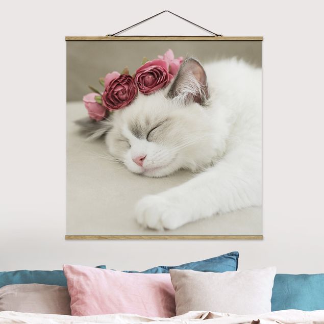Decorazioni camera neonato Gatto addormentato con rose