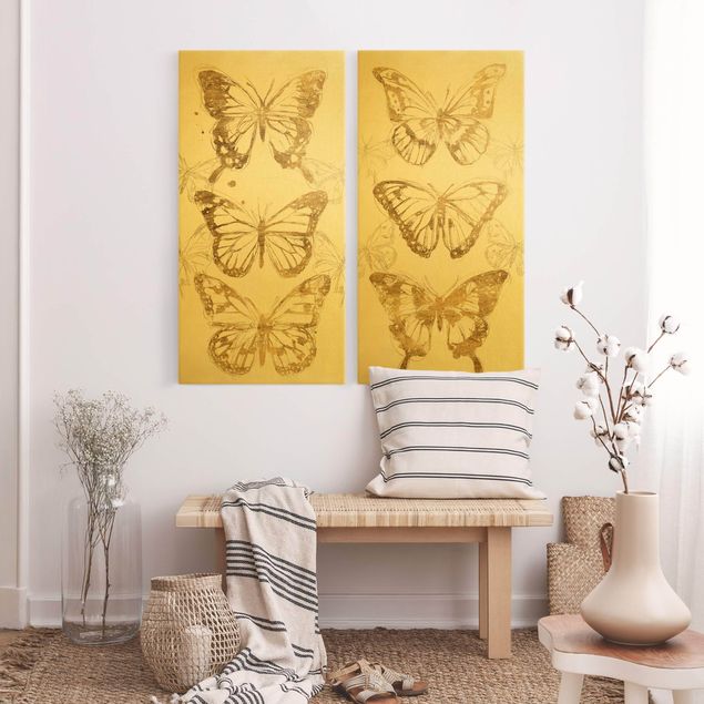 Quadri farfalle Composizioni di farfalle oro