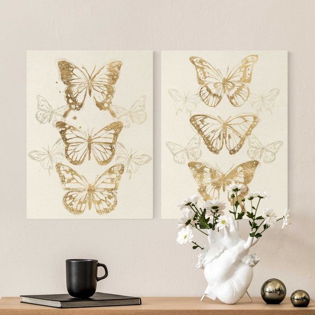 Quadri moderni   Composizioni di farfalle oro