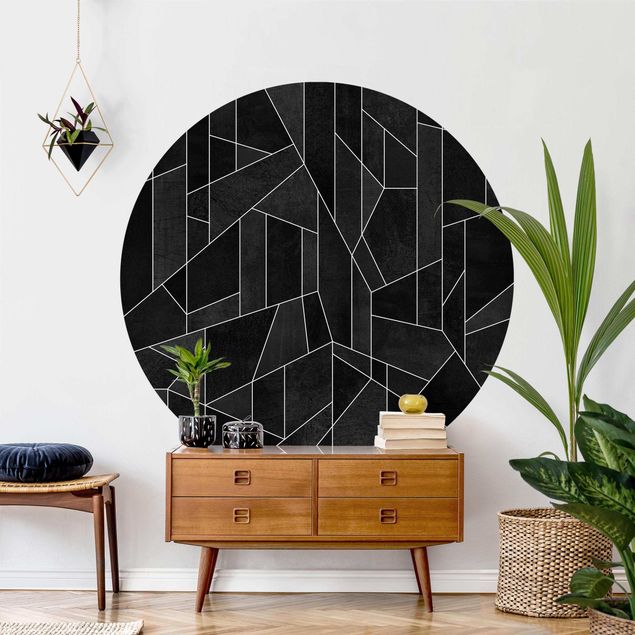 Carte da parati geometriche Acquerello geometrico in bianco e nero