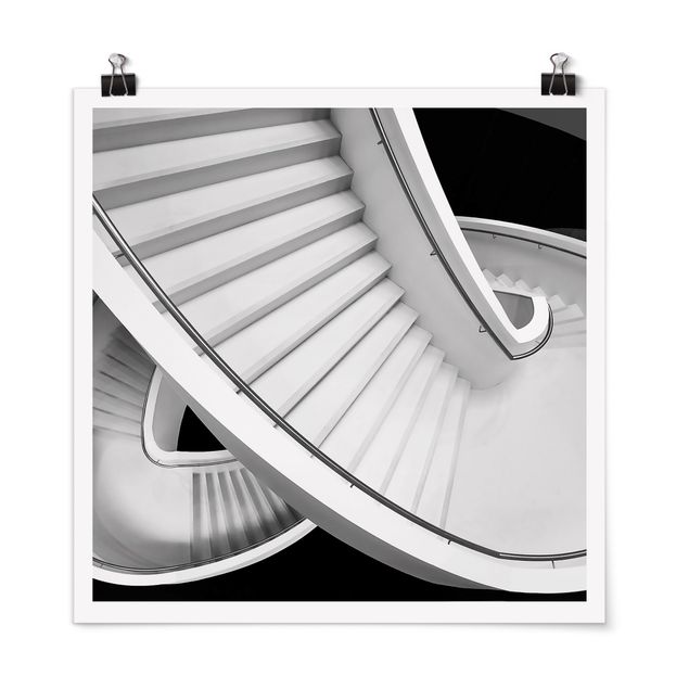 Poster bianco e nero Architettura in bianco e nero di scale