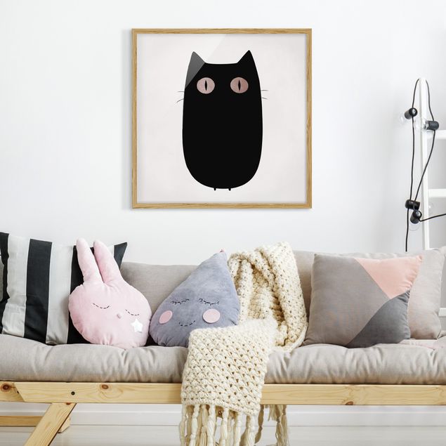 Quadri con cornice con animali Illustrazione di un gatto nero