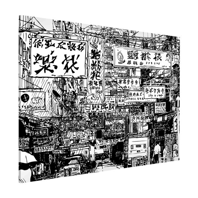 Lavagne magnetiche con frasi Disegno in bianco e nero strada asiatica