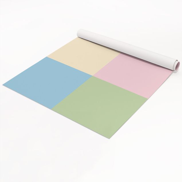 Pellicole adesive per pareti Set di 4 quadrati color pastello - crema rosé blu pastello menta