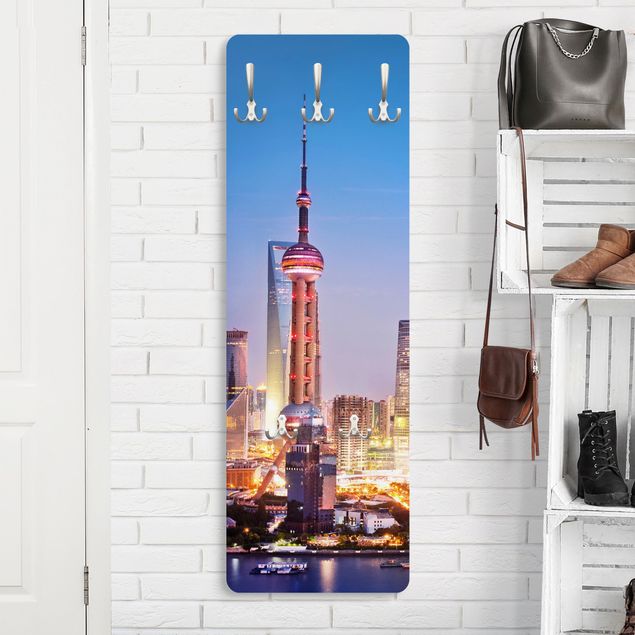Appendiabiti pannello con architettura e skylines Skyline di Shanghai