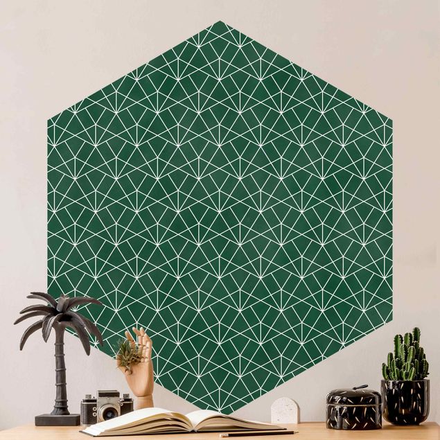 Carte da parati geometriche Motivo a linee Art Déco smeraldo