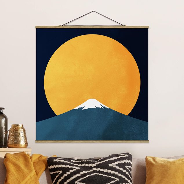 Quadri con paesaggio Sole, luna e montagna
