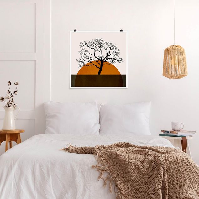 Quadro moderno Sole con albero