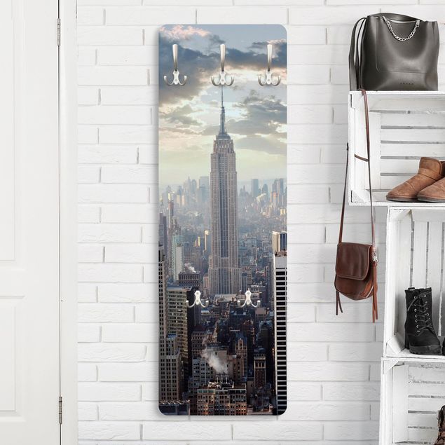 Appendiabiti pannello con architettura e skylines Alba a New York