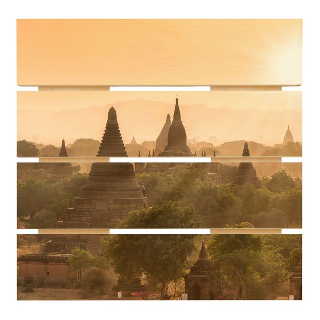 Quadri in legno Il sole che tramonta su Bagan