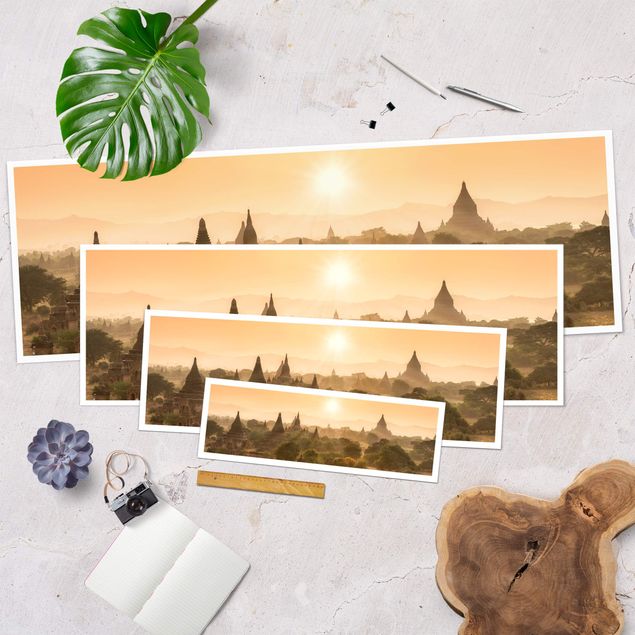 Poster Il sole che tramonta su Bagan