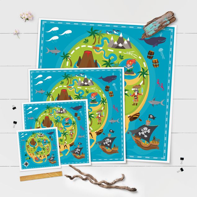 Poster - Tappetino educativo pirati - Benvenuto sull'isola dei pirati